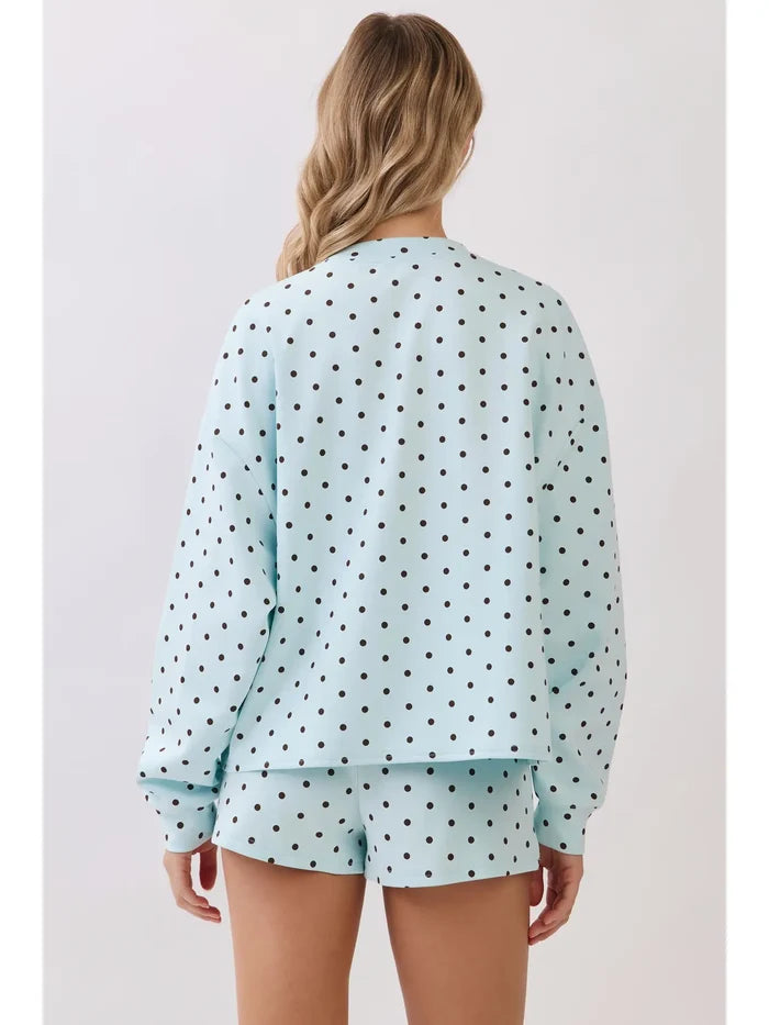 Polka Dot Print Lounge Sweatshirt