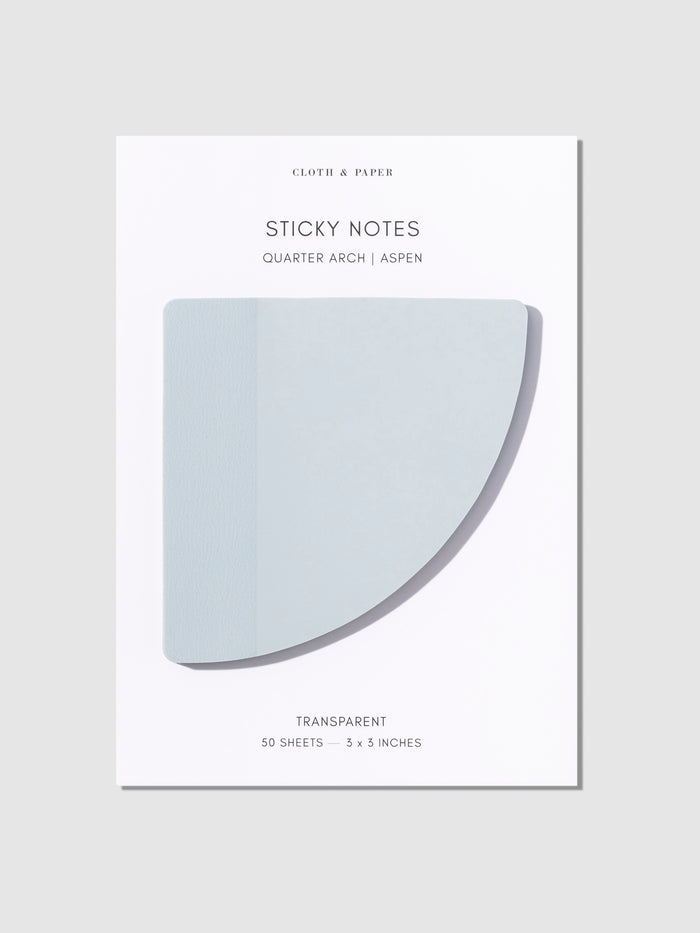 Quarter Sticky Note, Aspen, Cloth and Paper. Sticky note displayed on its backing on a neutral background.