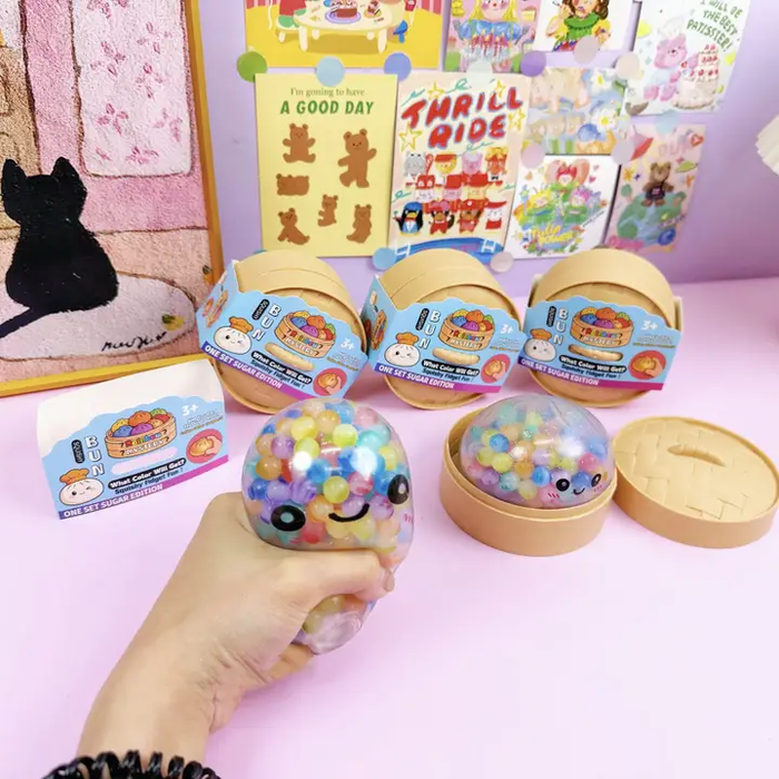Rainbow Boba Bead Squeezy Dumpling Squish Toy