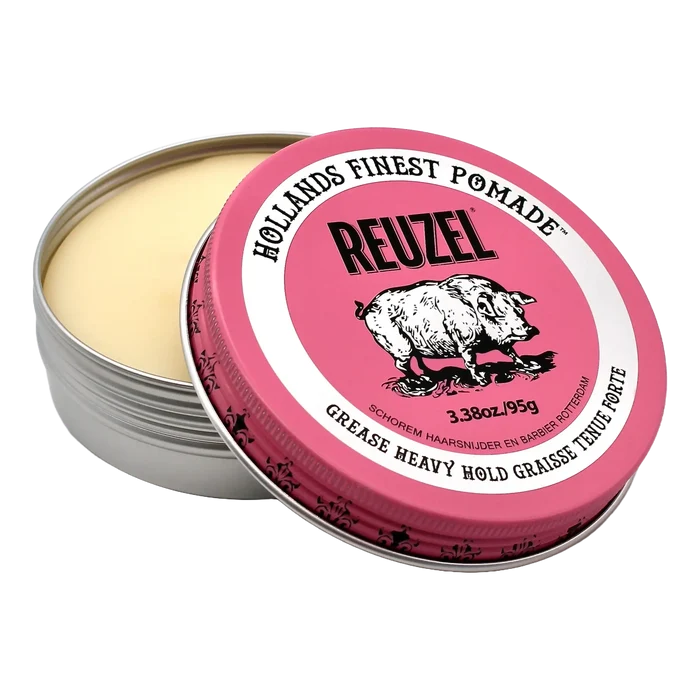 Reuzel Pomade Pink oljebasert hårmask i metallboks med rosa lokk og grisemotiv