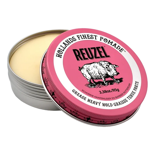 Reuzel Pomade Pink oljebasert hårmask i metallboks med rosa lokk og grisemotiv