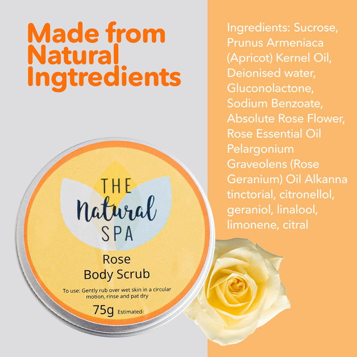 rose sugar scrub, body scrub tin, plastic-free skincare, vegan