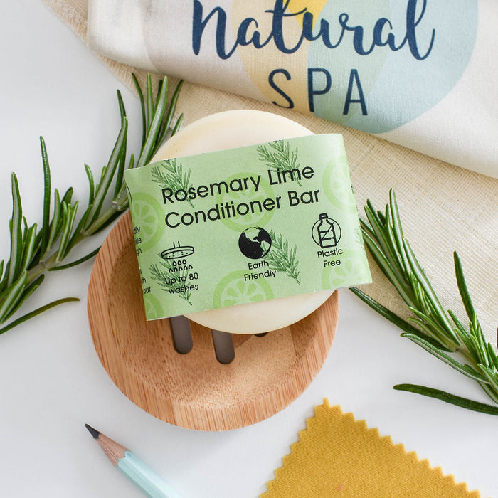 rosemary lime conditioner bar, solid conditioner, plastic-free haircare, vegan