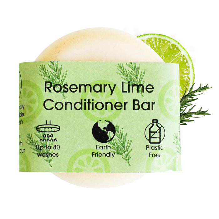 rosemary lime conditioner bar, solid conditioner, plastic-free haircare, vegan