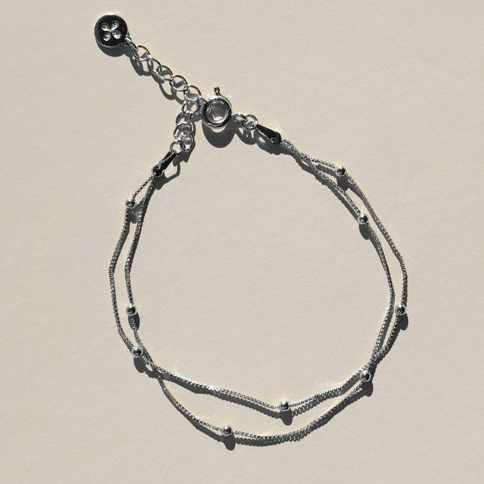 Silver Double Layer Saturn Chain Bracelet - Olita Gifts & Goods