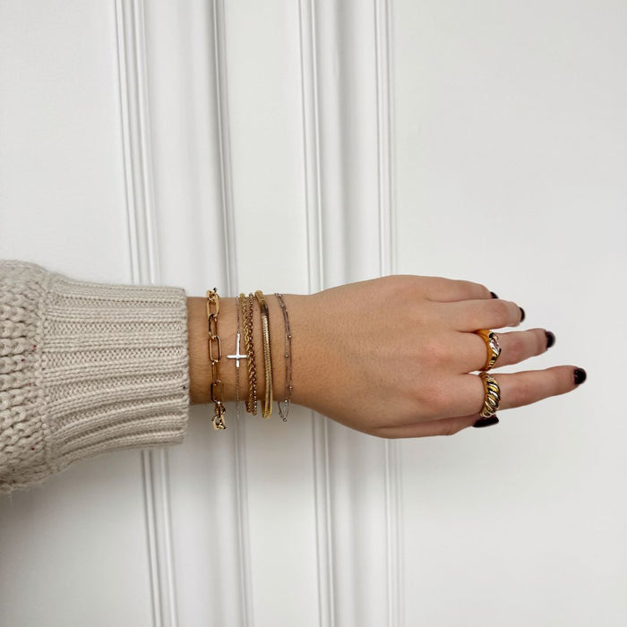 Silver Double Layer Saturn Chain Bracelet - Olita Gifts & Goods