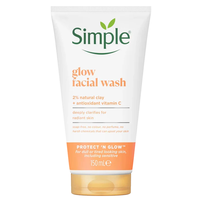 Simple Glow Facial Wash tube on a white background