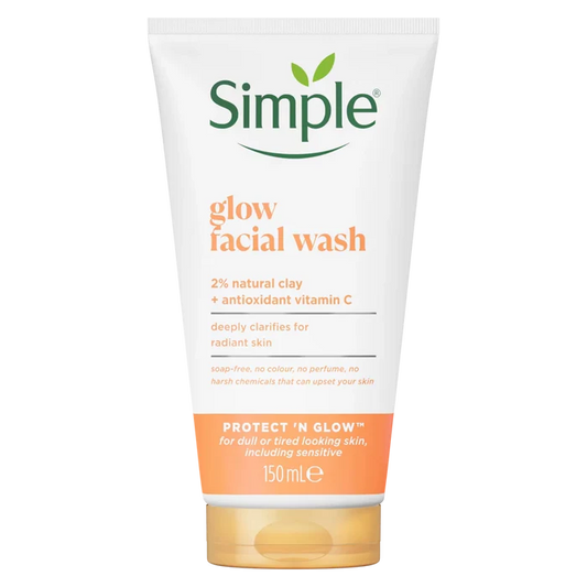 Simple Glow Facial Wash tube on a white background