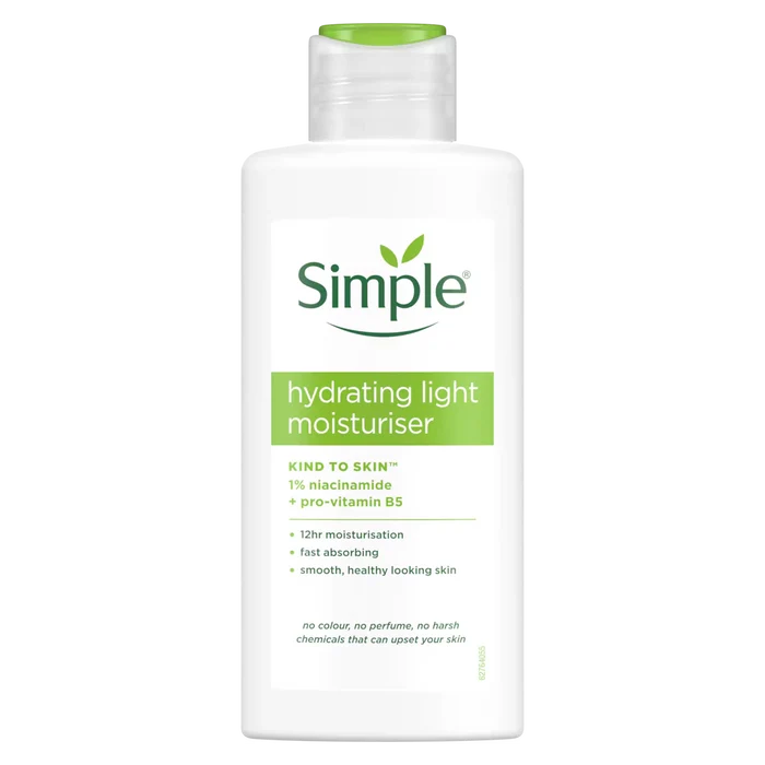 Simple hydrating light moisturizer bottle on a white background