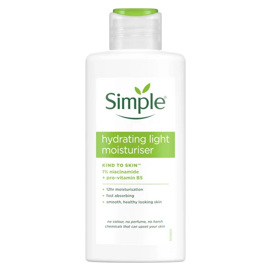 Simple hydrating light moisturizer bottle on a white background