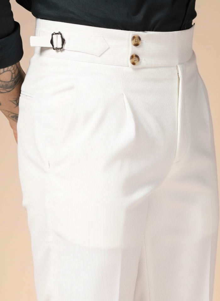 Snow White Corduroy Signature Buttoned Gurkha Pants | Boot Cut Fit by ITALIAN VEGA®