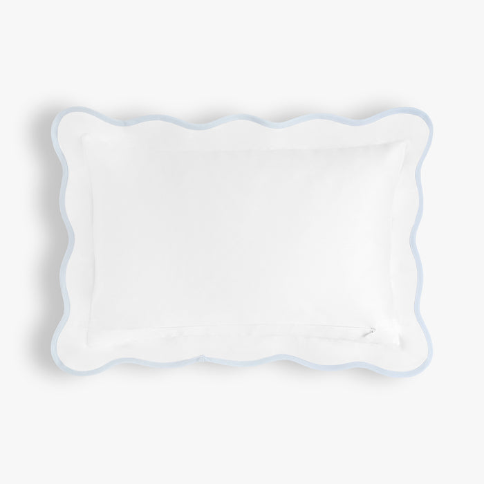 Backside of Toddler Pillow in Soft Wave Trim - Blue