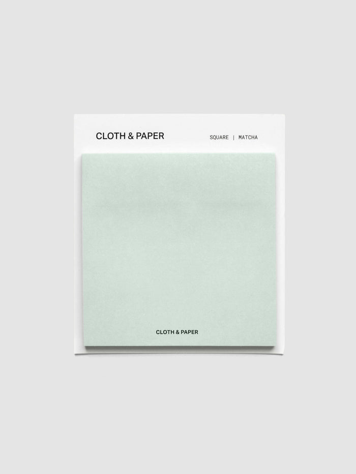 Square Matte Sticky Notes in light sage green with backing card