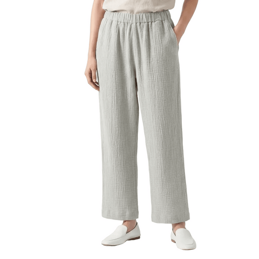 HAWA Stella Cotton Pants With Elastic Waist - Sage Green in Kuwait - Waha Lifestyle