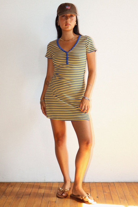 Striped Button Front Mini Dress
