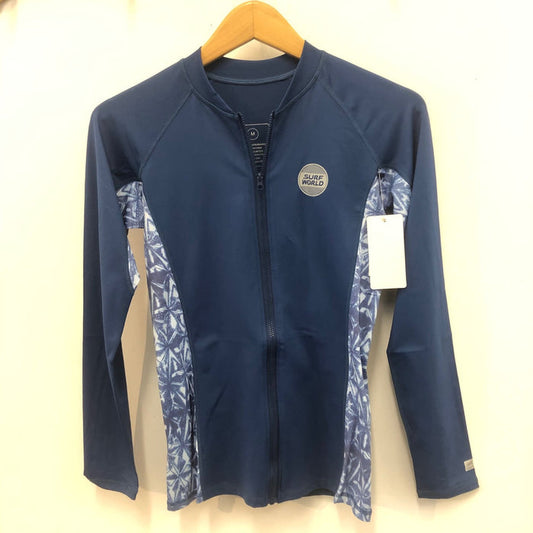 Surf World Womens Rash Guards / Sunshirts - UPF 50 Rashguard Sun Protection LG - Full Zip Blue