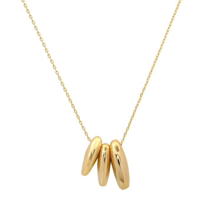 Tai Gold Triple Puffy Oval Necklace