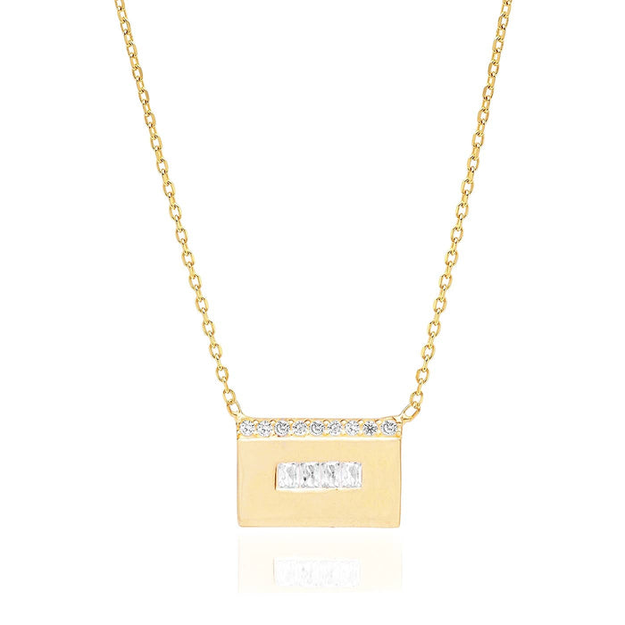 Tai Modern Rectangle CZ Accent Necklace
