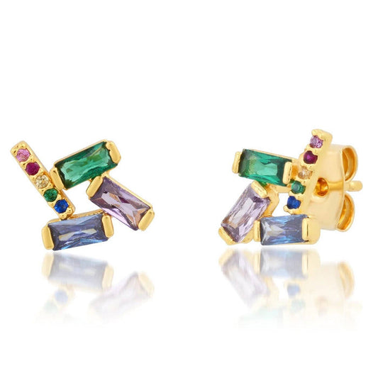 Tai Multi-Colored Geometric Cz Studs