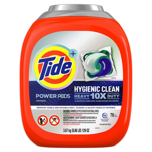 Tide Hygienic Clean Heavy 10x Duty Power PODS Laundry Detergent Pacs, Original, 76 count, For Visible and Invisible Dirt, 3.67kg - Shoppers-kart.com