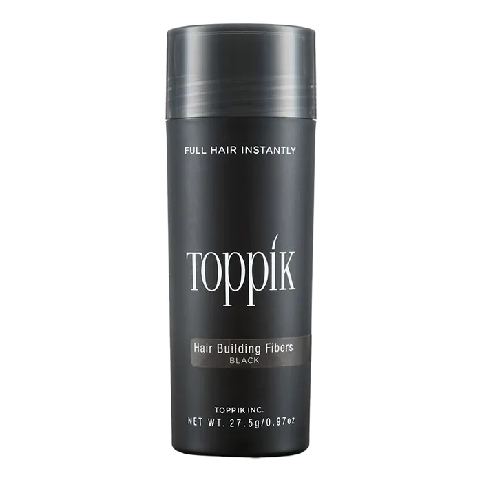Toppik hårfiber sort 27.5g i mørk beholder med metallisk lokk
