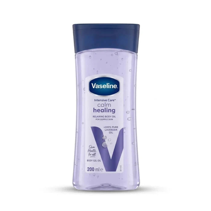 Vaseline body oil bottle on a white background