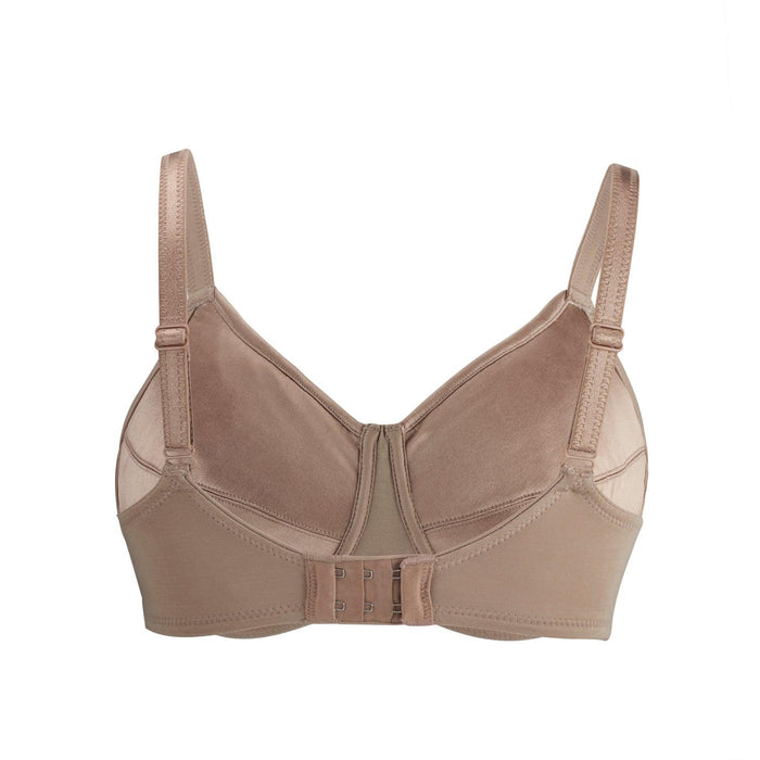 Warm Golden Supportive Non Wired Silk and Organic Cotton Full Cup Bra with removable paddings, view 3 – Juliemay Lingerie