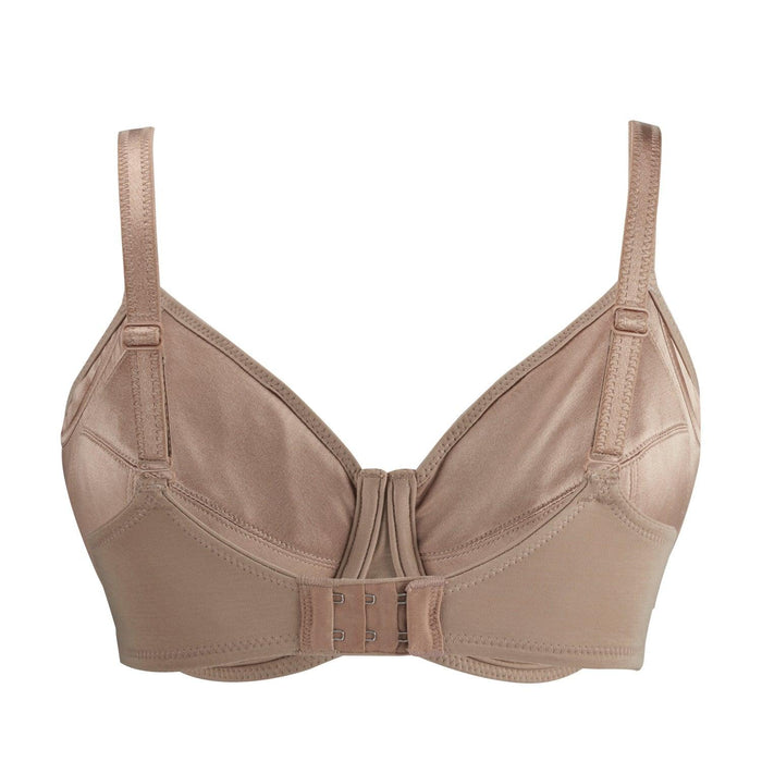 Warm Golden Underwired Silk and Organic Cotton Full Cup Bra with removable paddings, view 3 – Juliemay Lingerie