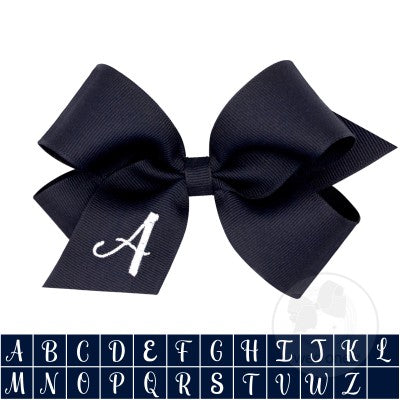 Wee Ones Medium Monogram Bow in Navy/White