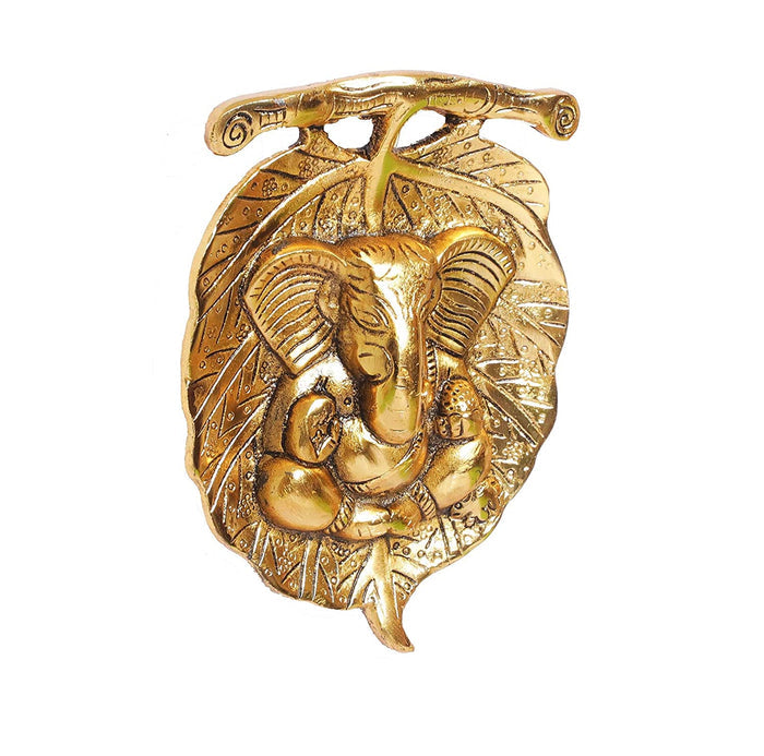White Whale Metal Ganesha ji Statue Ganpati Wall Hanging Sculpture Lord Ganesh Idol Lucky Feng Shui Home Office Wall Décor & Gift on Diwali Wedding Decorative Showpiece Item