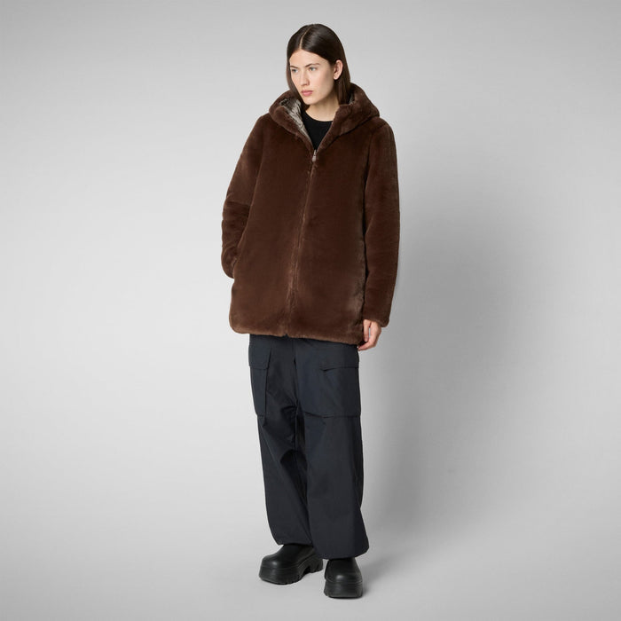 Women's BRIDGET Reversible Faux Fur Jacket TEDDY BROWN