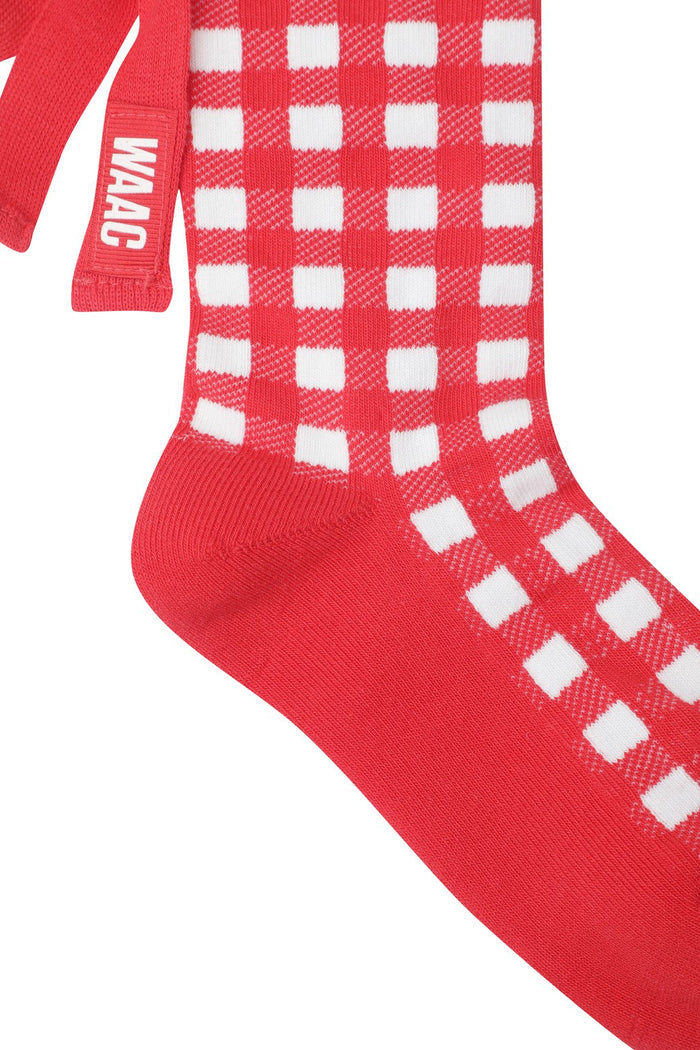 Women's Check Ribbon Socks RED