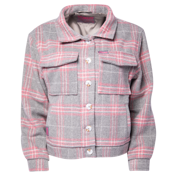 Women's Cropped Shacket - Grey & Pink