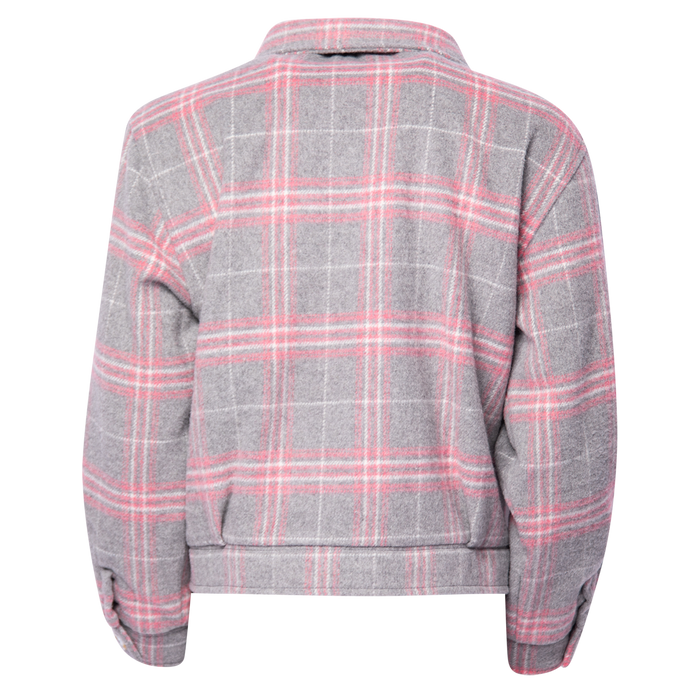 Women's Cropped Shacket - Grey & Pink