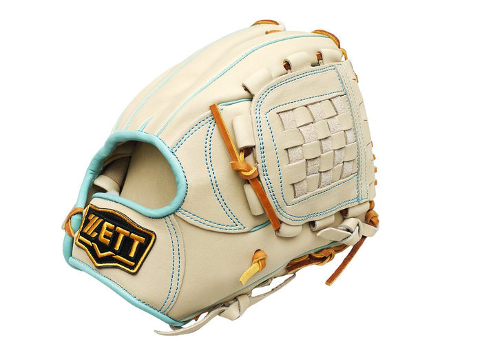 ZETT Pro Model Elite 11.75 inch Infielder Glove - Beige/Skyblue