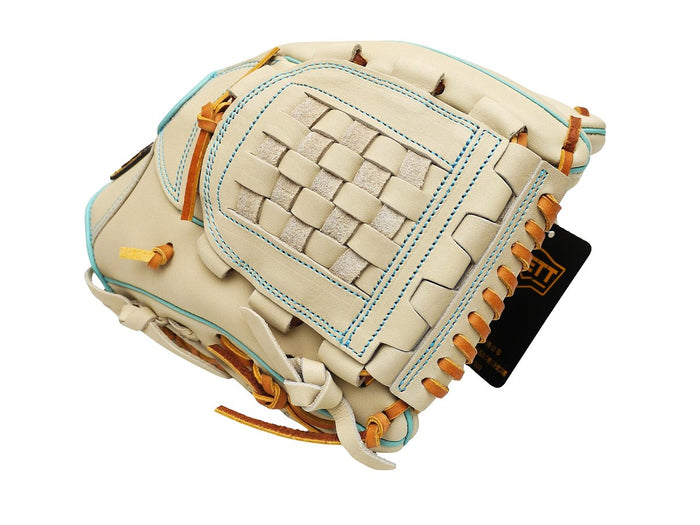 ZETT Pro Model Elite 11.75 inch Infielder Glove - Beige/Skyblue