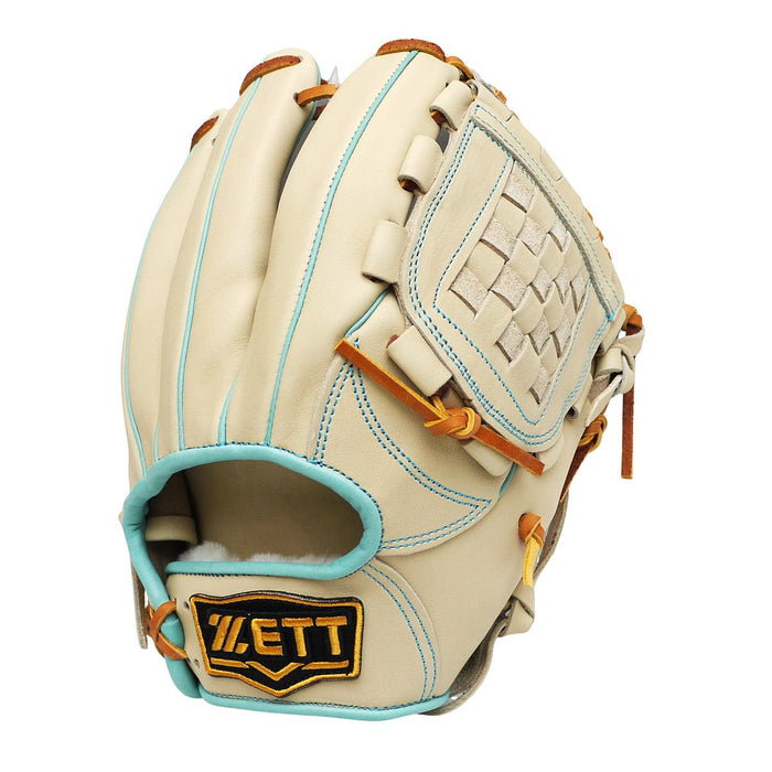 ZETT Pro Model Elite 11.75 inch Infielder Glove - Beige/Skyblue