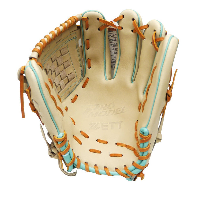 ZETT Pro Model Elite 11.75 inch Infielder Glove - Beige/Skyblue