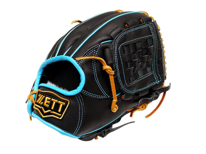 ZETT Pro Model Elite 11.75 inch Infielder Glove - Black/Skyblue