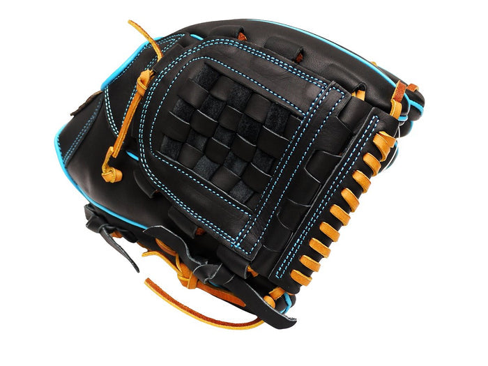 ZETT Pro Model Elite 11.75 inch Infielder Glove - Black/Skyblue