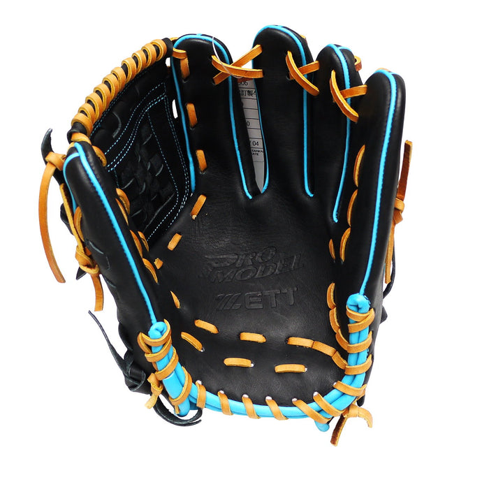 ZETT Pro Model Elite 11.75 inch Infielder Glove - Black/Skyblue