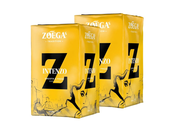 Zoégas Intenzo Ground Coffee 2 × 450g (2 × 15.87 oz) – Premium Swedish Dark Roast 100% Arabica Coffee
