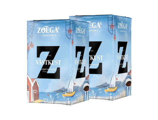 Zoégas Västkust Ground Coffee 2 × 450g (2 × 15.87 oz) – Premium Swedish Medium Roast 100% Arabica Coffee