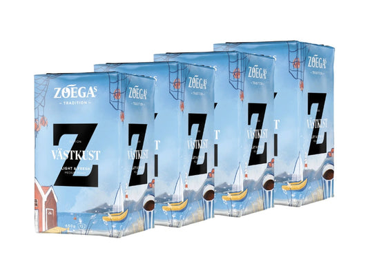Zoégas Västkust Ground Coffee 4 × 450g (4 × 15.87 oz) – Premium Swedish Medium Roast 100% Arabica Coffee